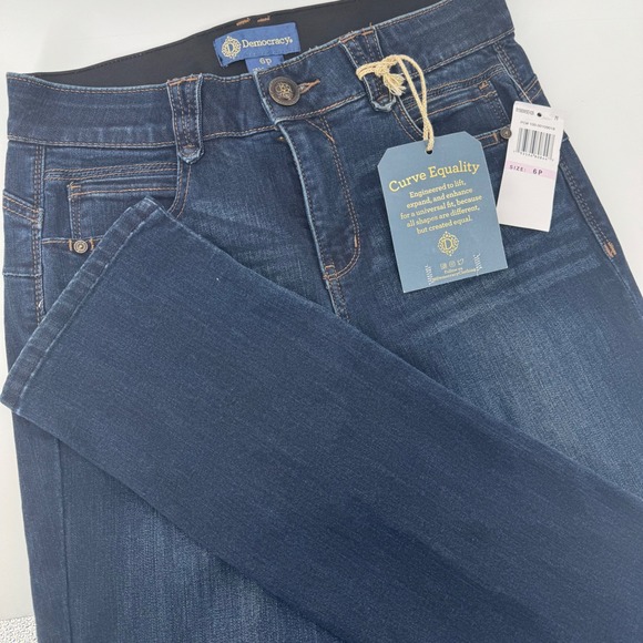 Democracy Natalie Ab Solution Straight Leg Jeans Indigo Women's Size 6P - Picture 1 of 16